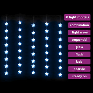 LED Sternenvorhang Lichterkette Blau 200 LEDs