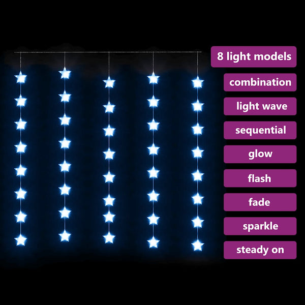 LED Sternenvorhang Lichterkette Blau 200 LEDs