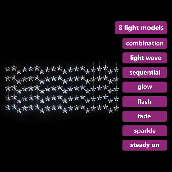 LED Sternenvorhang Lichterkette, Kaltweiß, 500 LEDs