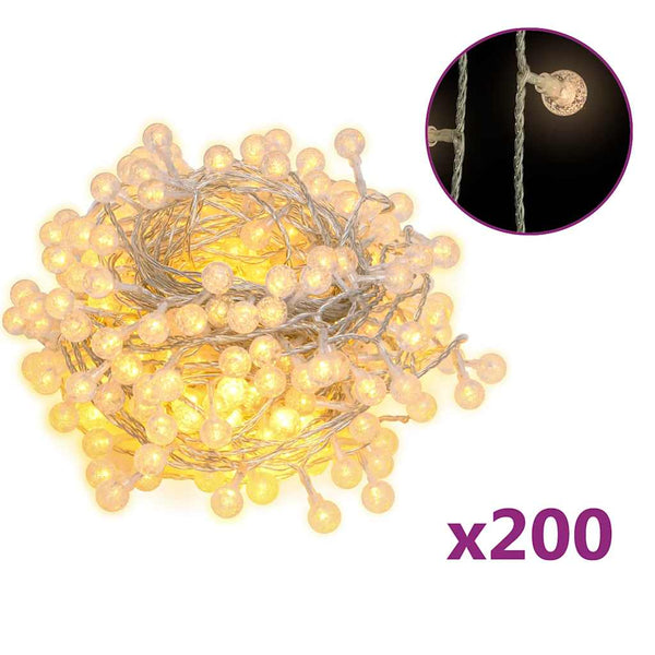 LED Lichterkette Kugeln, 20 m, Warmweiß, 8 Modi