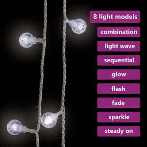 LED Lichterkette Kugeln, 20 m, Kaltweiß