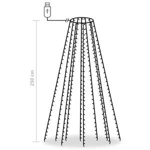 Mehrfarbiges LED-Weihnachtsbaum-Lichternetz, 250 LEDs, 250 cm