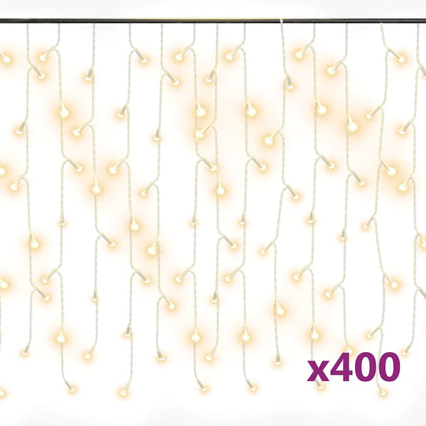 LED Eiszapfen Lichtervorhang 10m Warmweiß