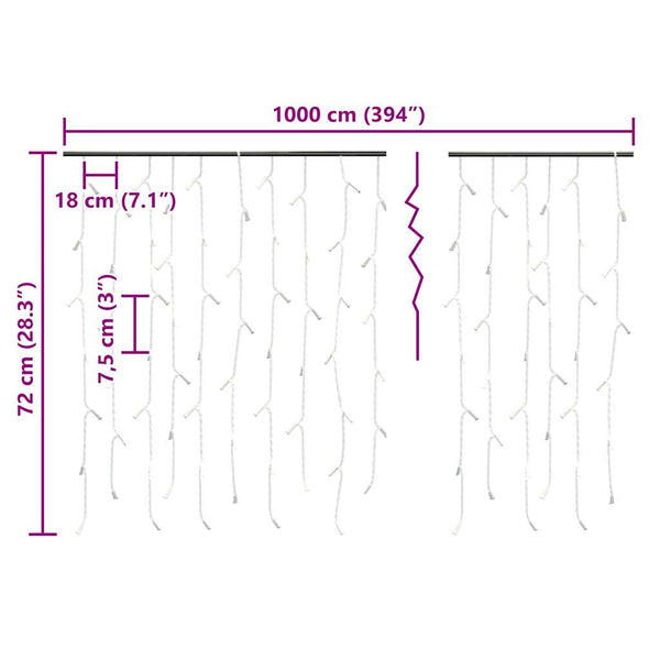 LED Eiszapfen Lichtervorhang 10m Warmweiß
