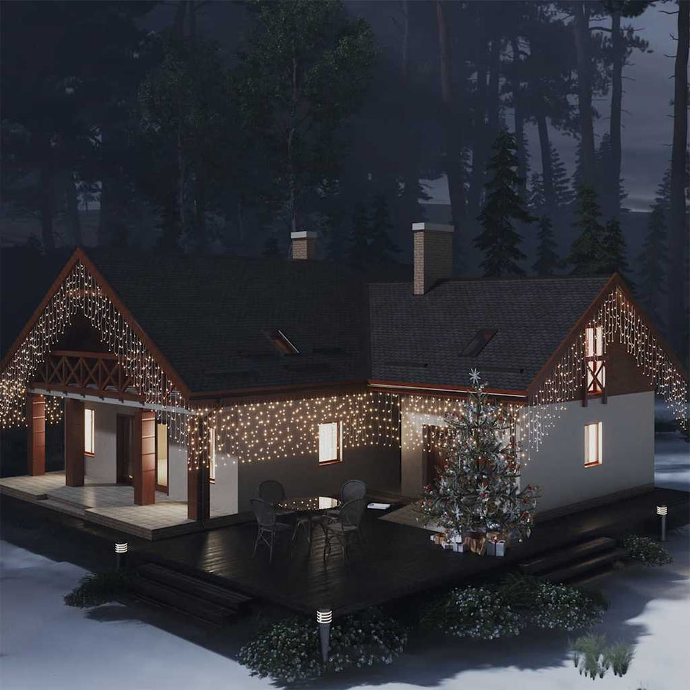 LED Eiszapfen Lichtervorhang 10m Warmweiß