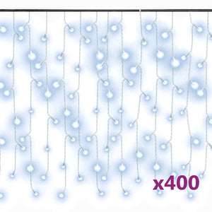 LED Eiszapfen Lichtervorhang 10m Kaltweiß