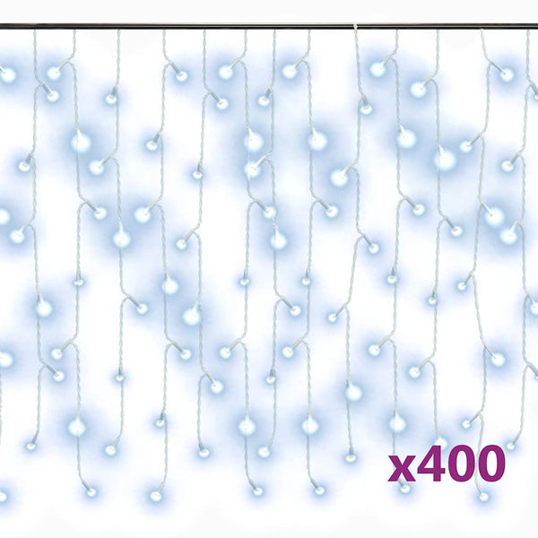 LED Eiszapfen Lichtervorhang 10m Kaltweiß