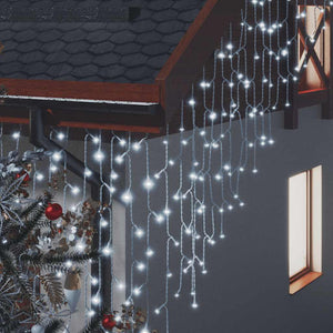 LED Eiszapfen Lichtervorhang 10m Kaltweiß