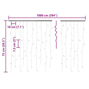 LED Eiszapfen Lichtervorhang, 10 m, Blau