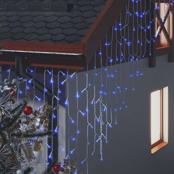 LED Eiszapfen Lichtervorhang, 10 m, Blau