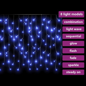 LED Eiszapfen Lichtervorhang, 10 m, Blau
