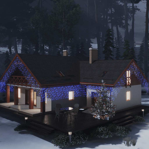 LED Eiszapfen Lichtervorhang, 10 m, Blau