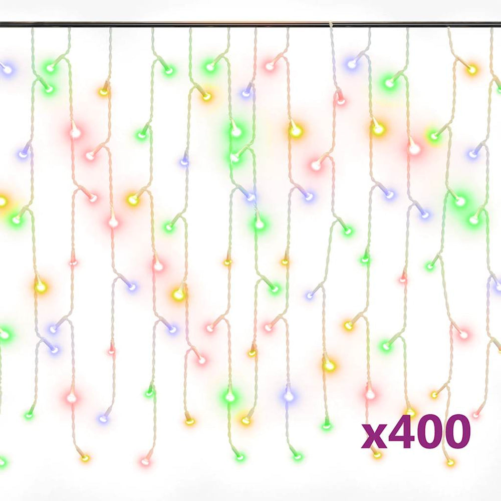LED Eiszapfen Lichtervorhang, 10 m Bunt