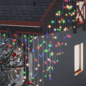 LED Eiszapfen Lichtervorhang, 10 m Bunt