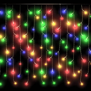 LED Eiszapfen Lichtervorhang, 10 m Bunt