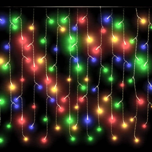 LED Eiszapfen Lichtervorhang, 10 m Bunt