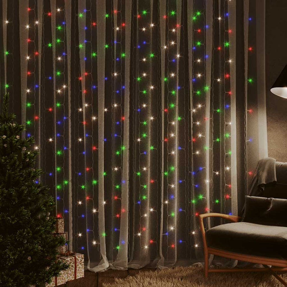 LED Lichtervorhang 3x3m Bunt