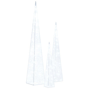 LED-Leuchtkegel-Set Acryl Deko Kaltweiß 30/45/60 cm
