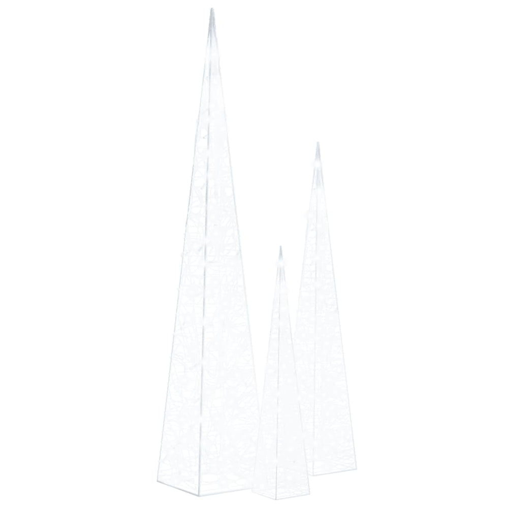LED Leuchtkegel Set, Acryl, Kaltweiß, 60-120cm