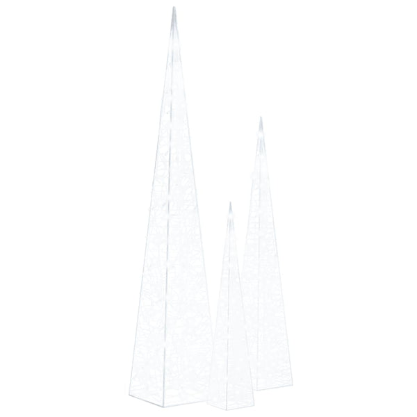 LED Leuchtkegel Set, Acryl, Kaltweiß, 60-120cm