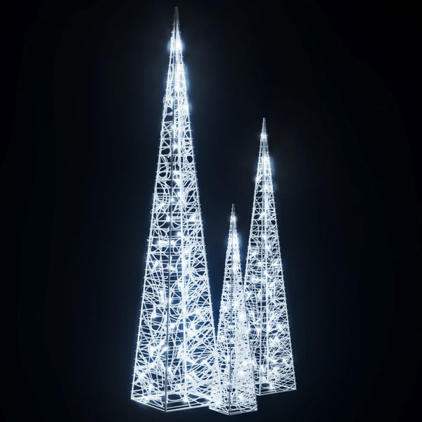 LED Leuchtkegel Set, Acryl, Kaltweiß, 60-120cm