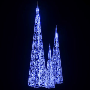 LED Leuchtkegel Set Acryl Blau 60/90/120cm