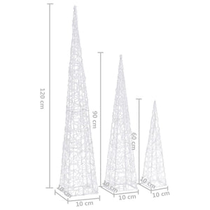 LED Leuchtkegel Set Acryl Blau 60/90/120cm