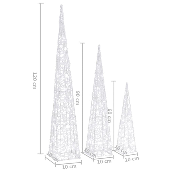 LED Leuchtkegel Set Acryl Blau 60/90/120cm