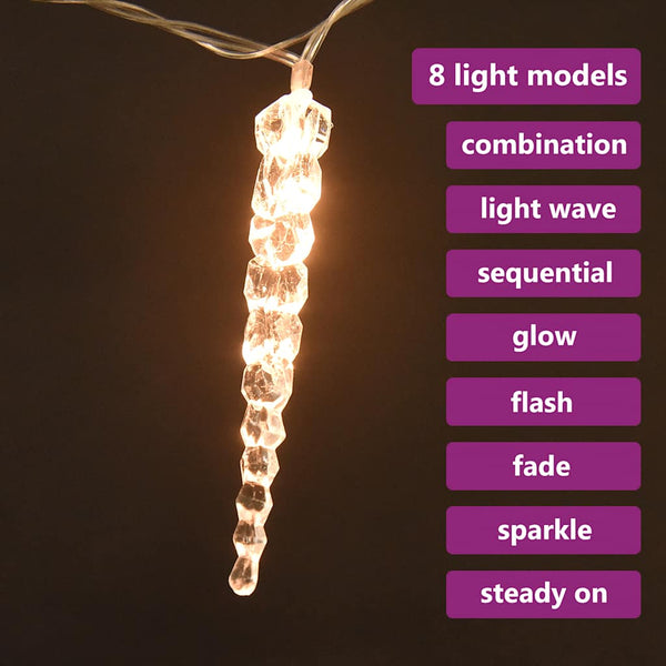 Eiszapfen Lichterkette 40 LED Warmweiß mit Fernbedienung