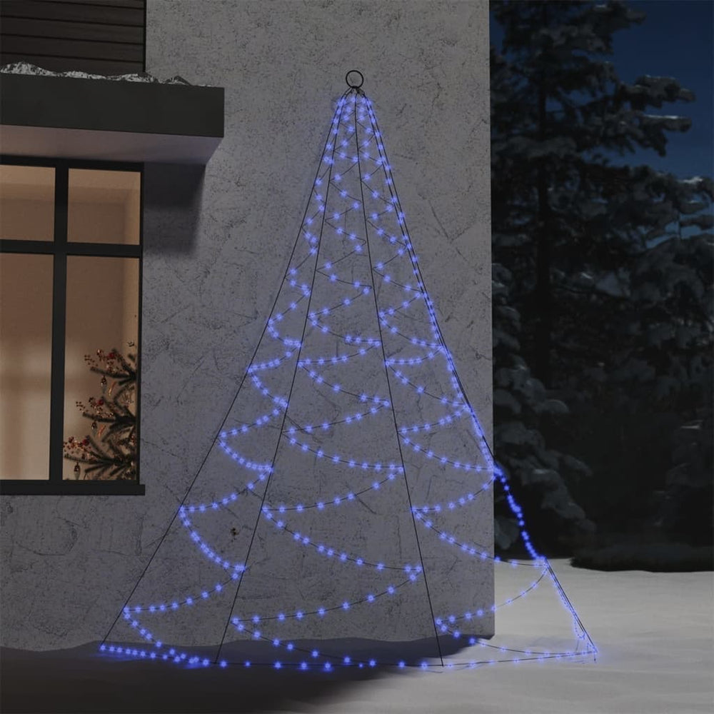 LED Wand-Weihnachtsbaum mit Haken, 260 LEDs, Blau, 3 m