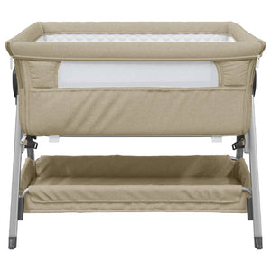 Babybett mit Matratze Taupe Leinenstoff