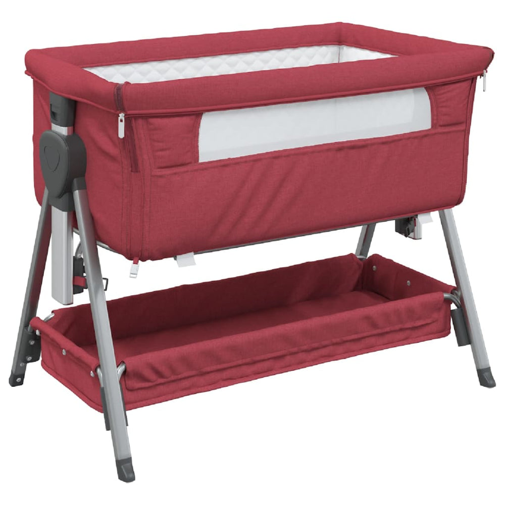 vidaXL Lit de bébé avec matelas Rouge Tissu de lin