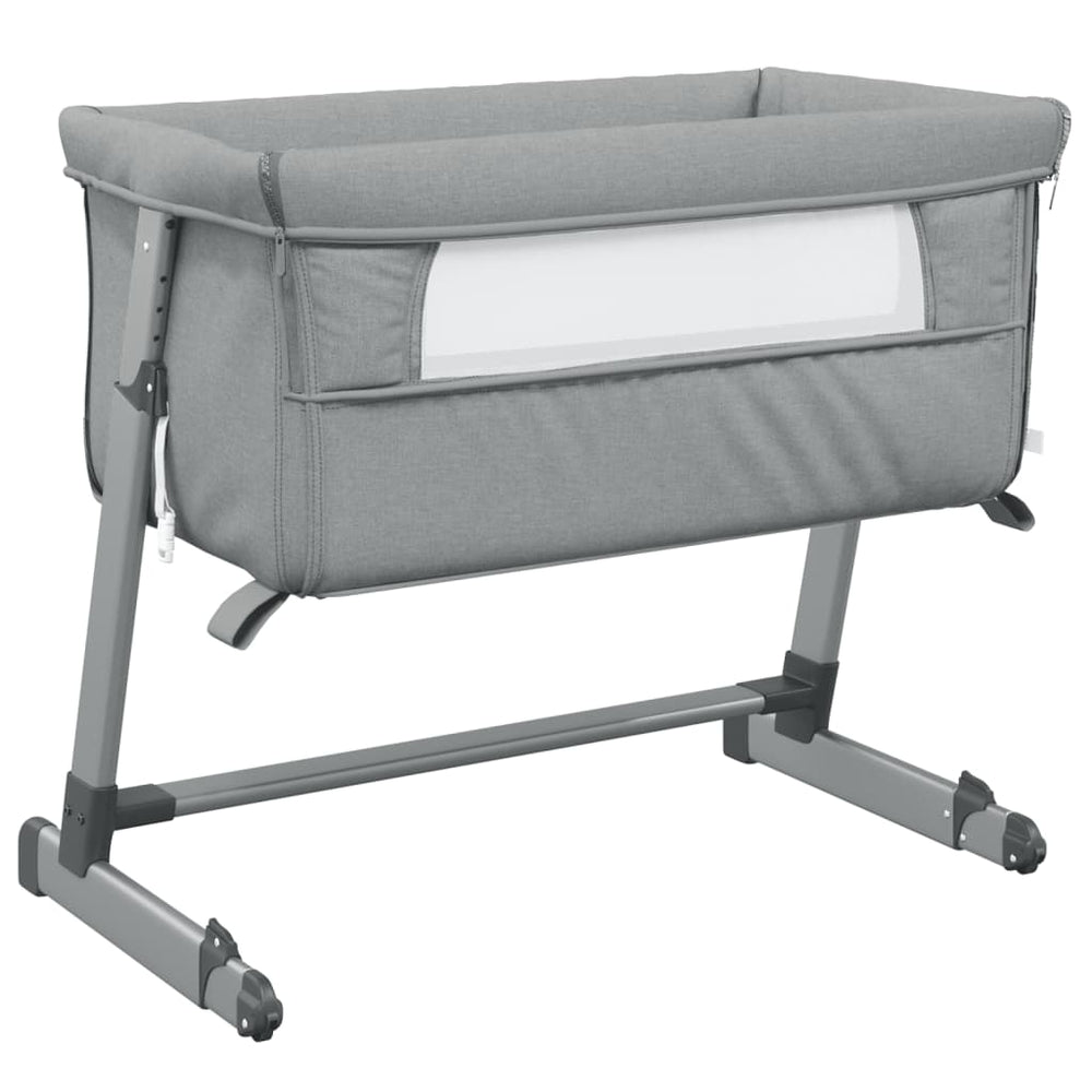 vidaXL Lit bébé avec matelas Tissu gris clair