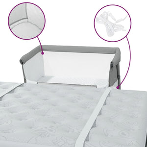 Babybett mit Matratze Hellgrau Leinen