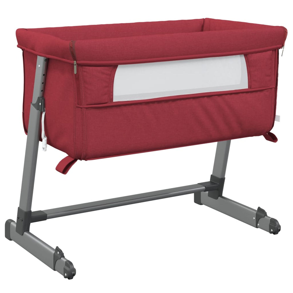 vidaXL Lit de bébé avec matelas Rouge Tissu de lin