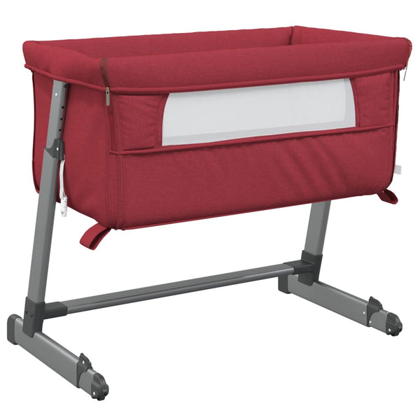 Babybett mit Matratze Rot Leinen