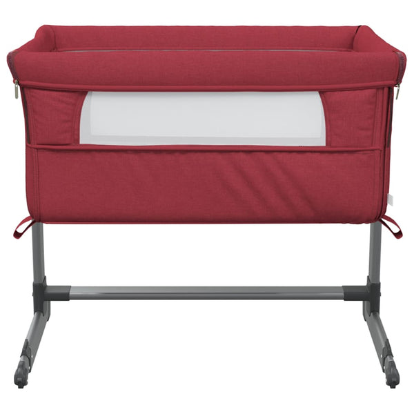 Babybett mit Matratze Rot Leinen