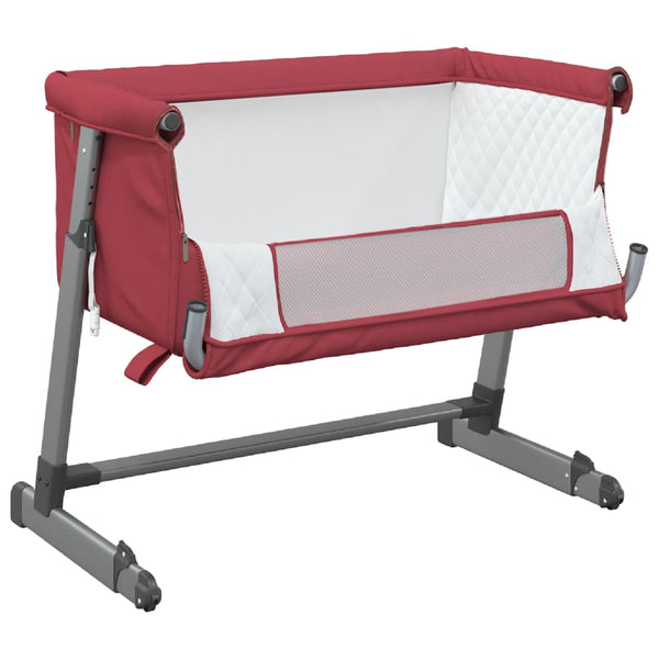 Babybett mit Matratze Rot Leinen