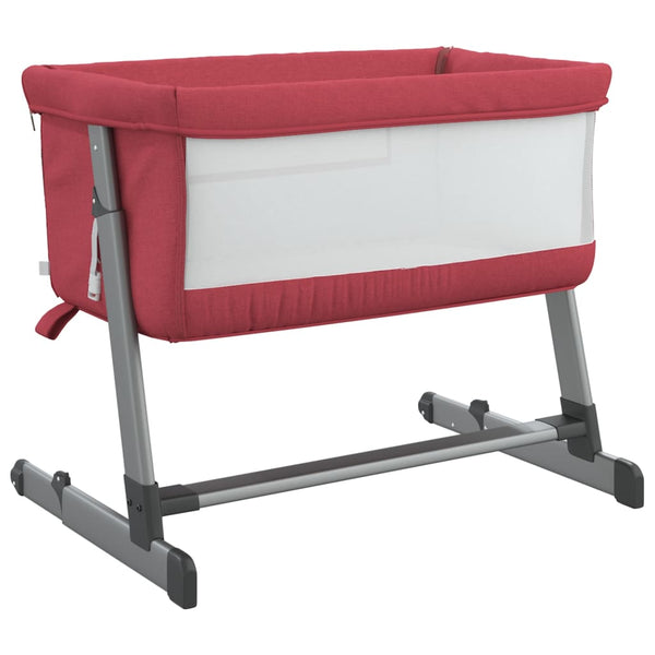 Babybett mit Matratze Rot Leinen