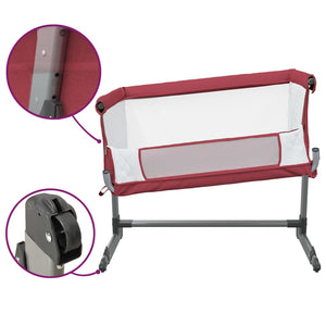 Babybett mit Matratze Rot Leinen