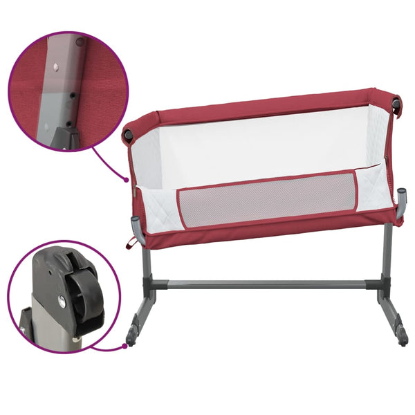 Babybett mit Matratze Rot Leinen