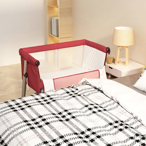 Babybett mit Matratze Rot Leinen