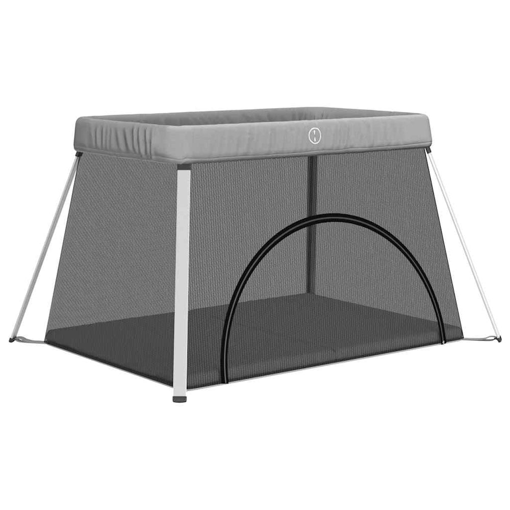 vidaXL Parc bébé avec matelas gris clair tissu en lin