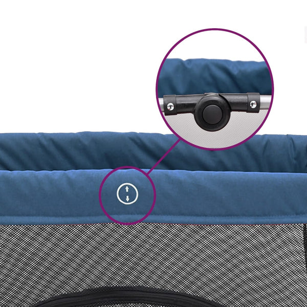 Baby-Laufstall mit Matratze Marineblau Leinenstoff
