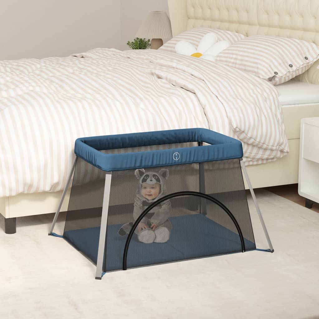 Marineblauer Baby-Laufstall mit Matratze
