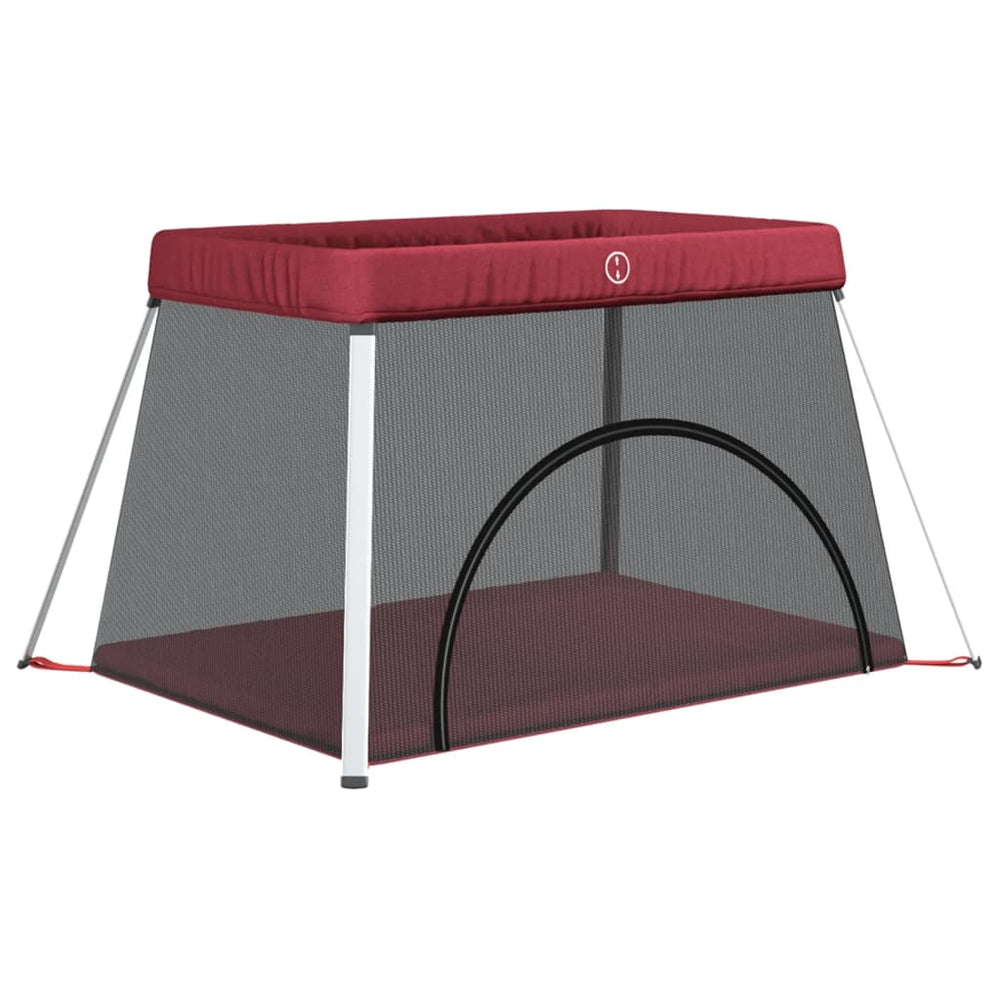 Parc bébé vidaXL avec matelas tissu en lin rouge