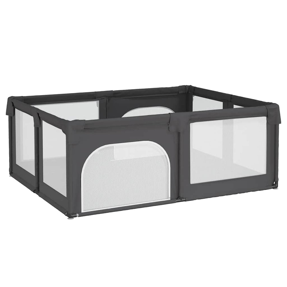 vidaXL Parc bébé avec 2 portes Gris foncé Tissu Oxford