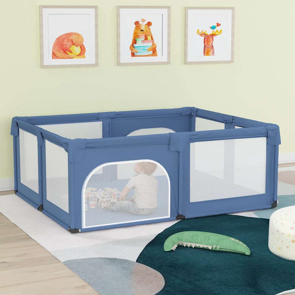 vidaXL Parc bébé avec 2 portes Bleu clair Tissu Oxford