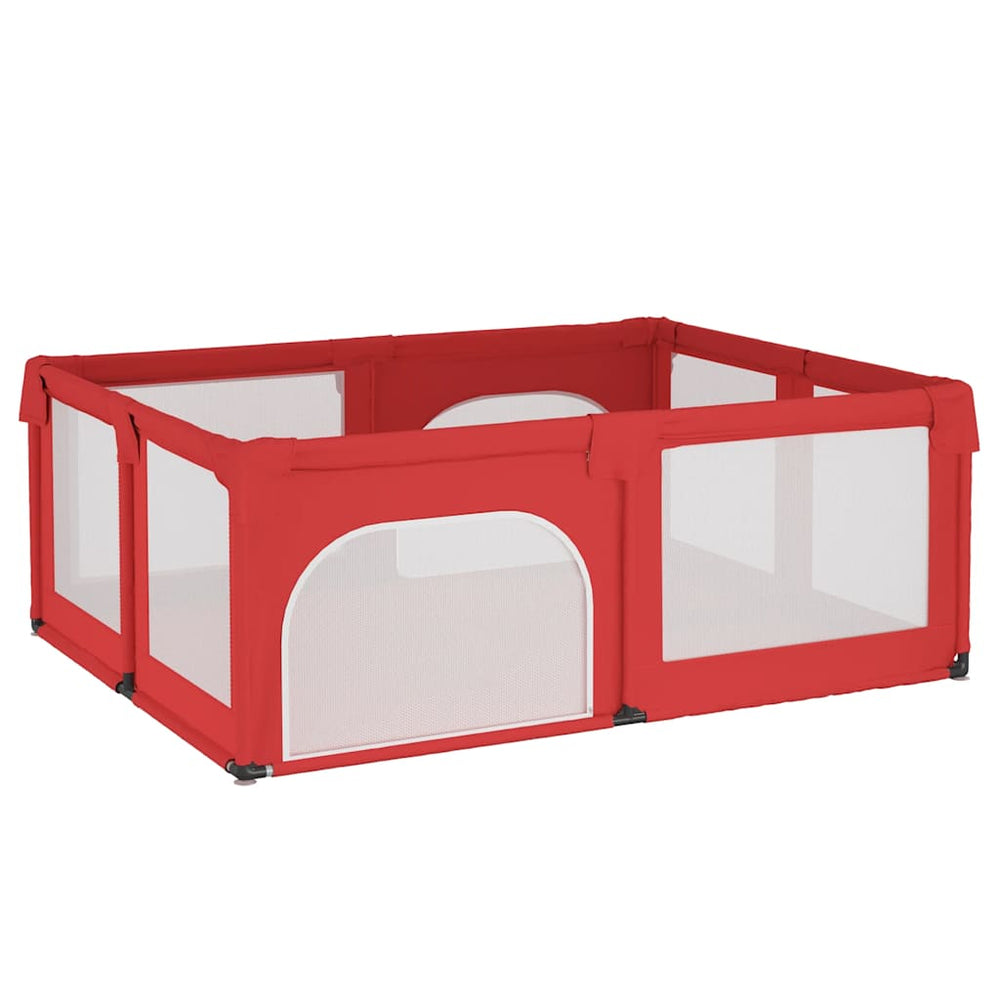 vidaXL Parc pour bébés avec 2 portes Rouge Tissu Oxford