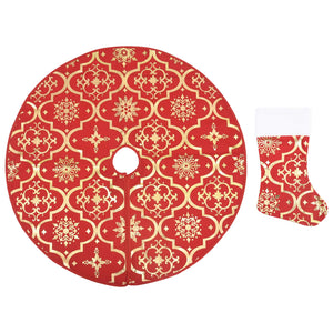 Luxus Weihnachtsbaumdecke Rot mit Socke 90cm